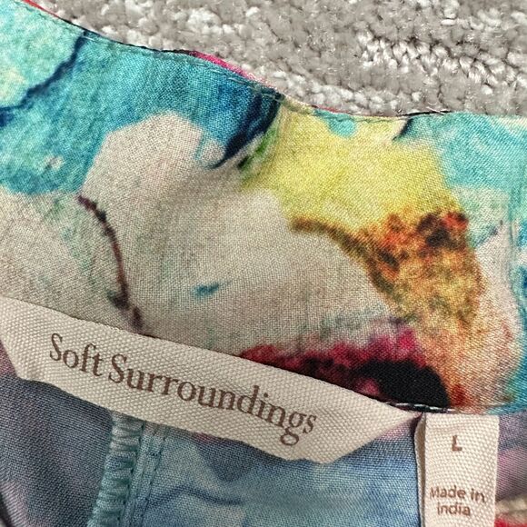 Soft Surroundings Top Womens Large Watercolor Floral Tunic Kurti Embellished - Picture 10 of 14